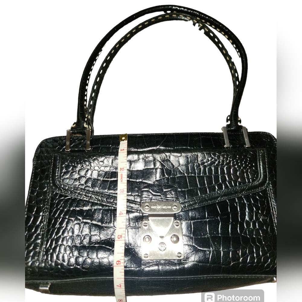 Antonio Melani Rectangular Crocodile Pattern Blac… - image 8